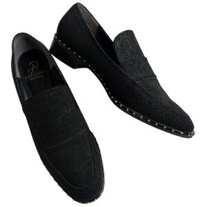 EUC Adrianna Papell Leather Preston Studded Loafers Black Size 10 Retail $130.00